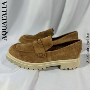 AQUATALIA ORINA PENNY LOAFERS IN TAN SIZE 11 NEW